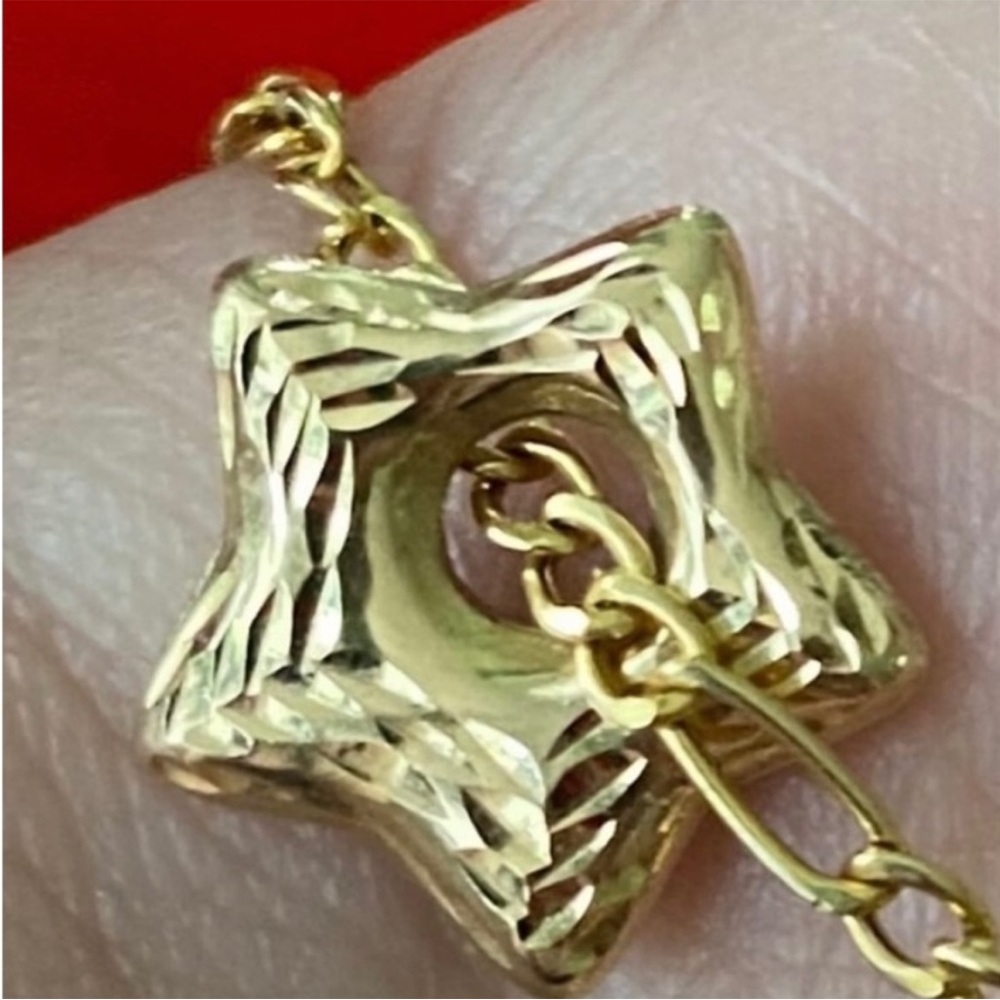 SOLID 14KT GOLD Textured Star Charm